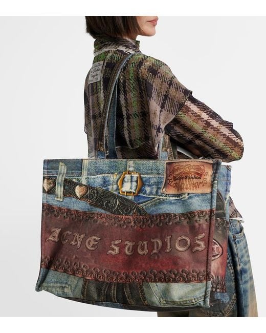 Acne Black Embossed Canvas Tote Bag