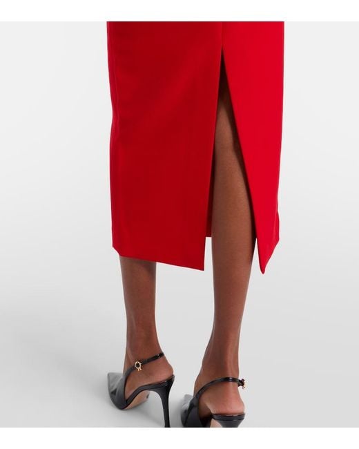 Roland Mouret Red Crepe Pencil Skirt
