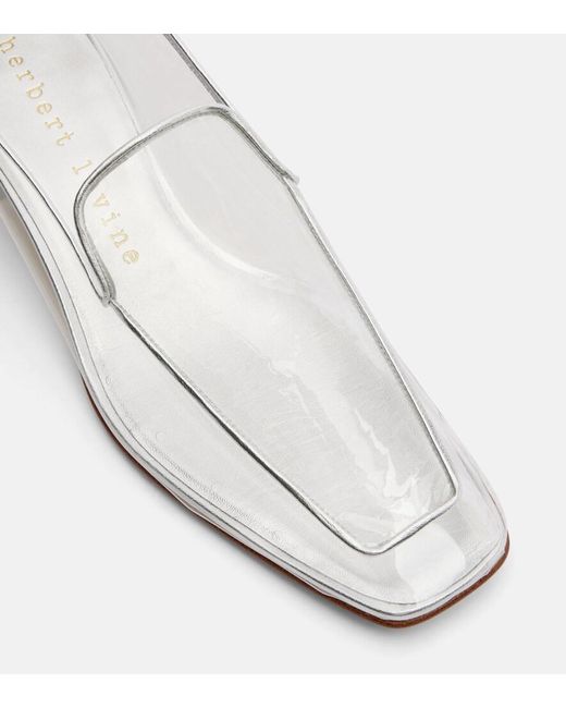 Herbert Levine White Clear The Air 30 Pvc Loafer Pumps