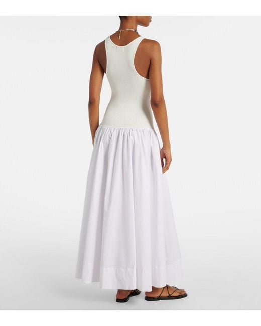 Staud White Yamila Gathered Maxi Dress