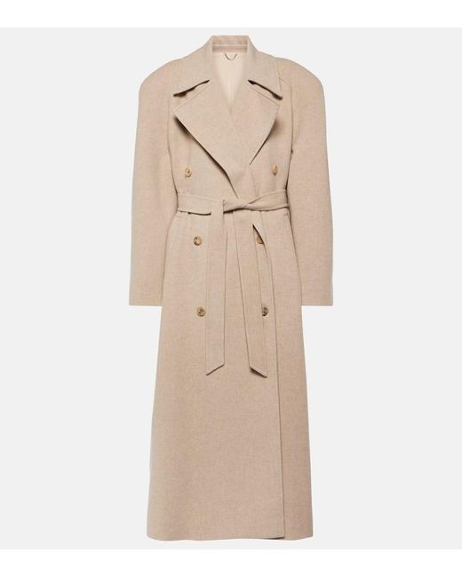 Magda Butrym Natural Double-Breasted Cashmere Coat