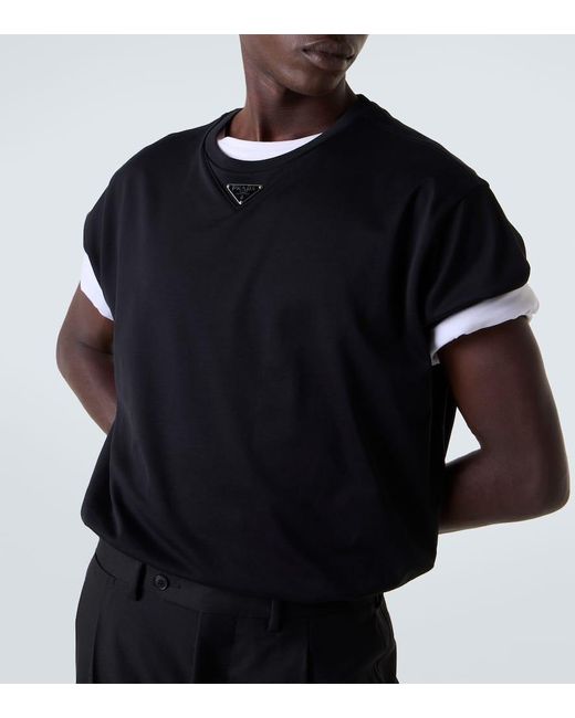 Prada T-Shirt Aus Baumwolle in Black für Herren