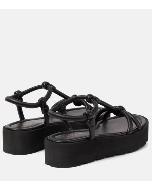 Gianvito Rossi Black Knotted Leather Platform Sandals