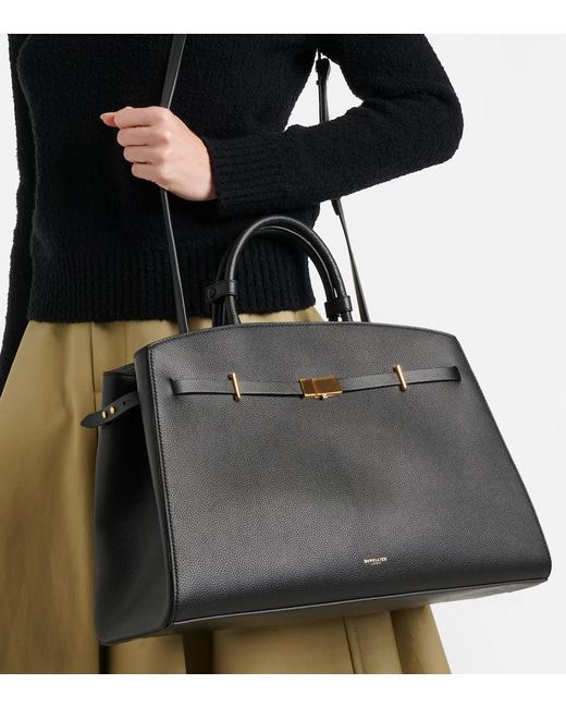 DeMellier London Black Hudson Small Leather Tote Bag