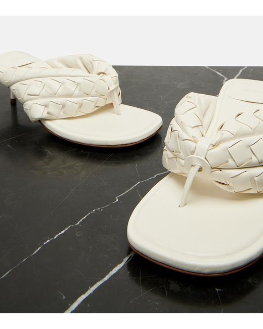 Bottega Veneta Natural Salsa Intrecciato Leather Thong Sandals