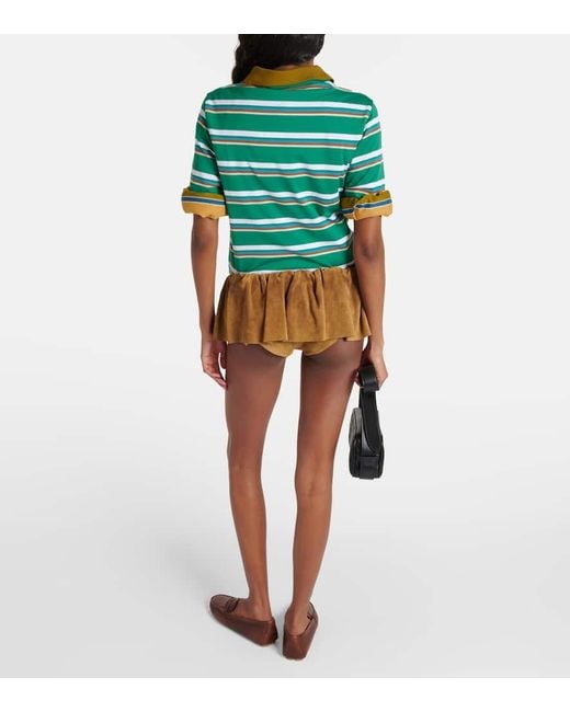 Miu Miu Natural Logo Low-Rise Suede Miniskirt