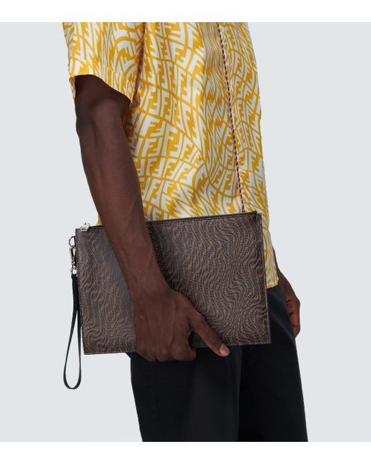 fendi brown leather pouch