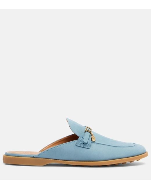 Tod's Blue Gommino Leather Mules