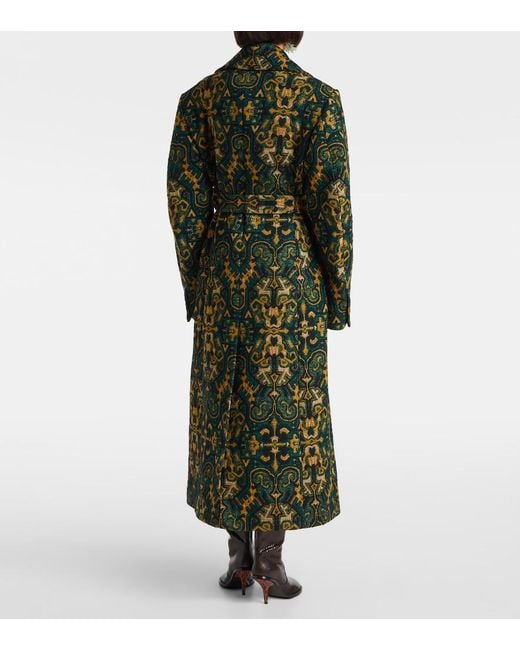 Dries Van Noten Green Rafaella Printed Coat