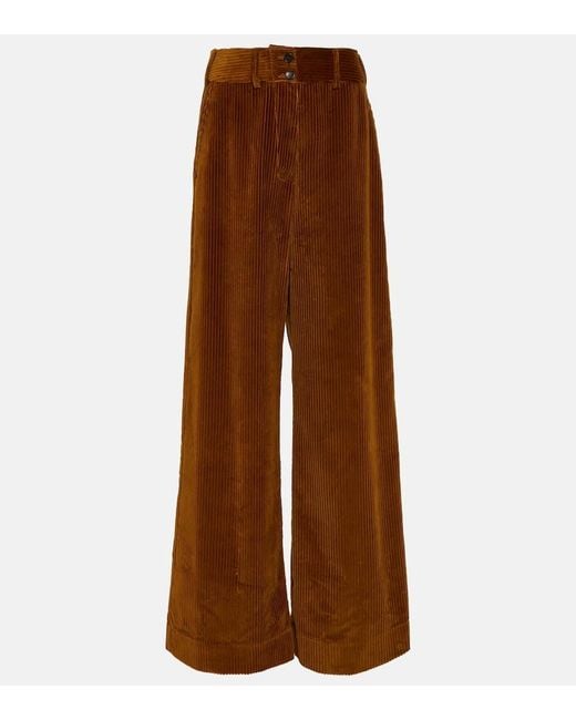 Pantaloni in velluto di cotone a coste di Etro in Brown