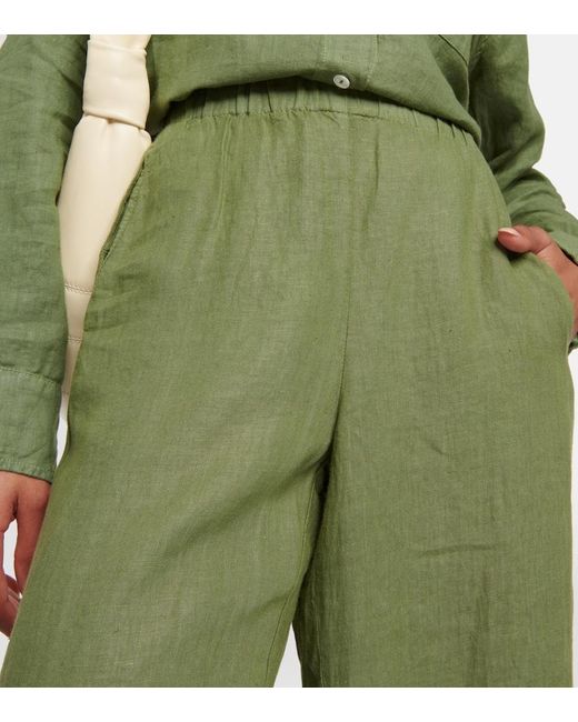 Velvet Green Lola High-Rise Wide-Leg Linen Pants