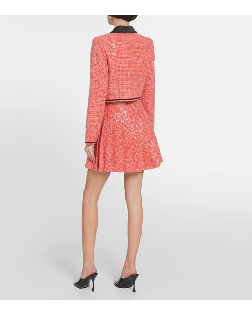 Self-Portrait Red Minirock Aus Boucle Mit Pailletten