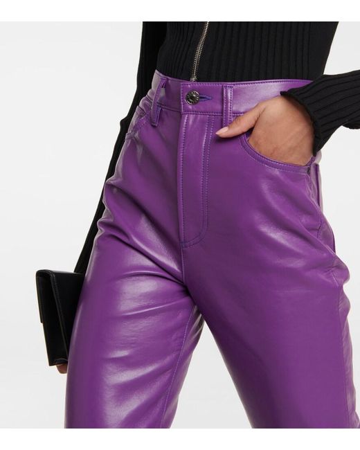 Agolde Purple 90s Pinch High-rise Faux Leather Pants
