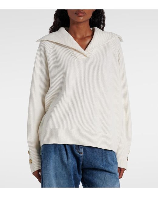 Brunello Cucinelli White Wool, Cashmere And Silk Sweater