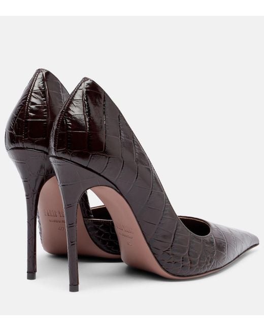 Paris Texas Brown Vera Croc-Effect Leather Pumps
