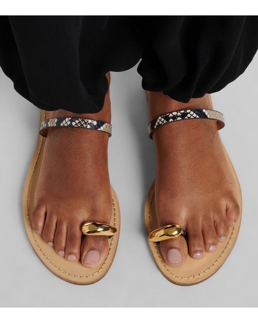 Amanu Metallic Kibera Snake-Effect Leather Sandals