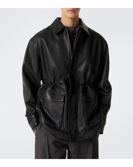Arma Black Mavis Leather Jacket for men
