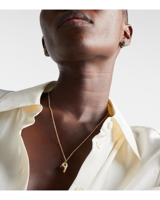 Anita Ko White 18Kt Pendant Necklace With Emeralds