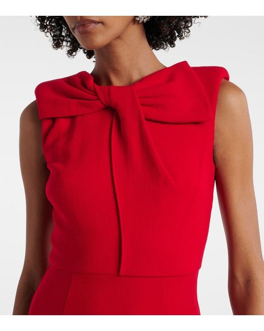 Roland Mouret Red Wool Crepe Midi Dress