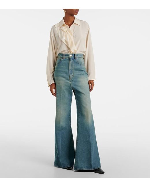 Victoria Beckham Blue High-Rise Flared Jeans