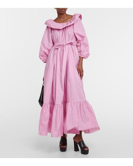 Patou Pink Off-Shoulder Faille Maxi Dress