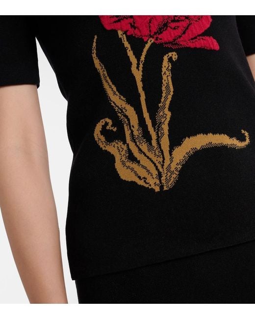 Erdem Black Floral Jacquard Top