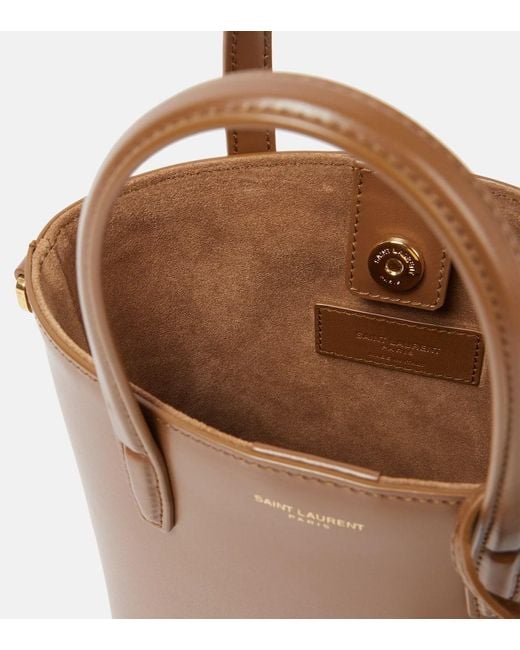 Saint Laurent Brown Toy Shopping Mini Leather Tote Bag