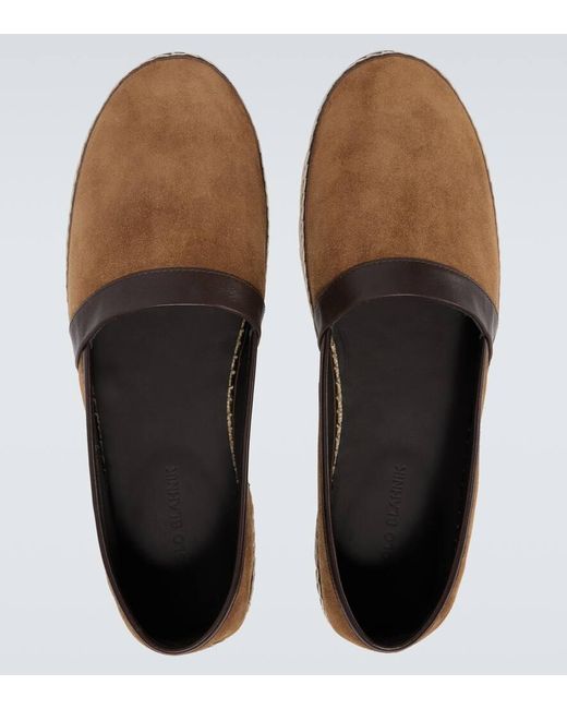Manolo Blahnik Brown Nerano Leather-Trimmed Suede Espadrilles for men