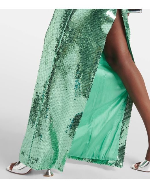 David Koma Green Sequined Gown