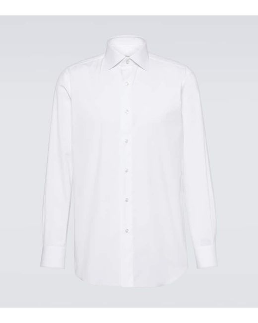 Camicia in popeline di misto cotone di Brioni in White da Uomo