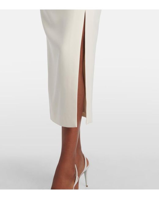 Roland Mouret White Floral-Applique Crepe Midi Dress