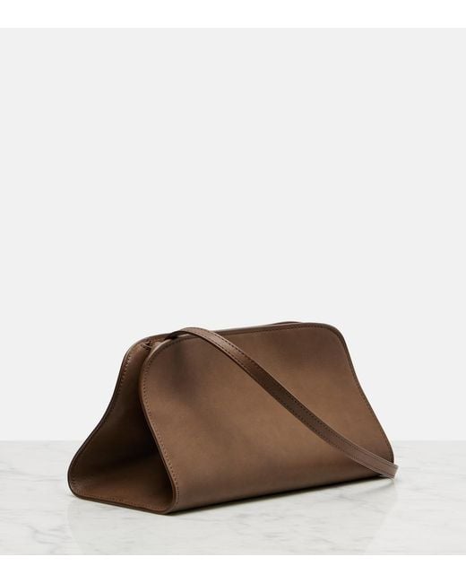 The Row Brown Peggy Small Leather Clutch