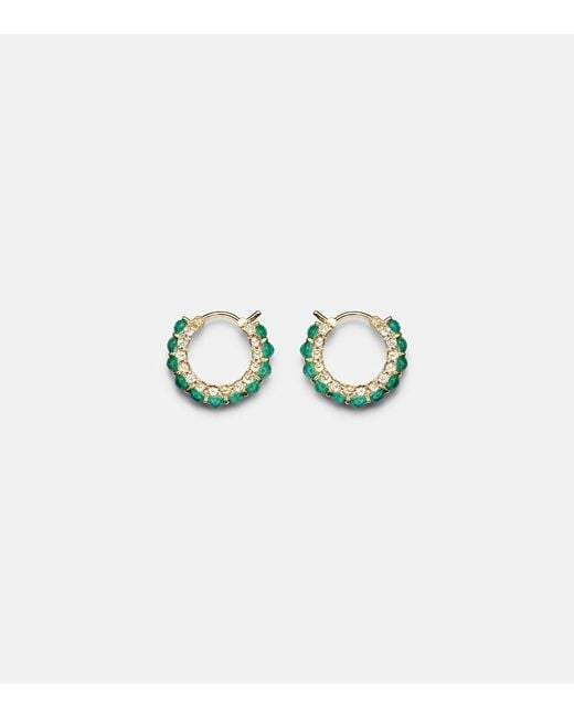Ileana Makri White 18Kt Hoop Earrings With Emeralds And Diamonds