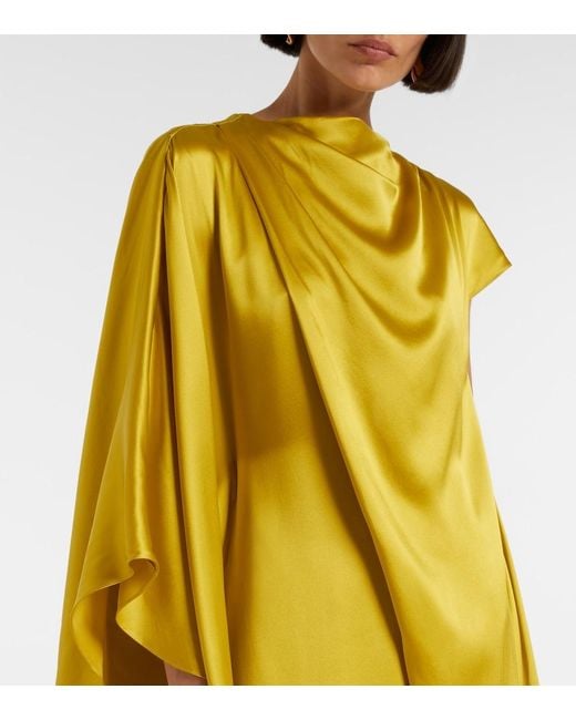 Roksanda Yellow Hiba Caped Silk Gown