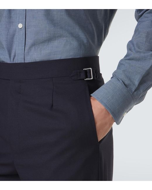 Dunhill Blue Wool Straight Pants for men