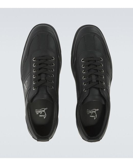 Christian Louboutin Black Retero Logo Leather Sneakers for men