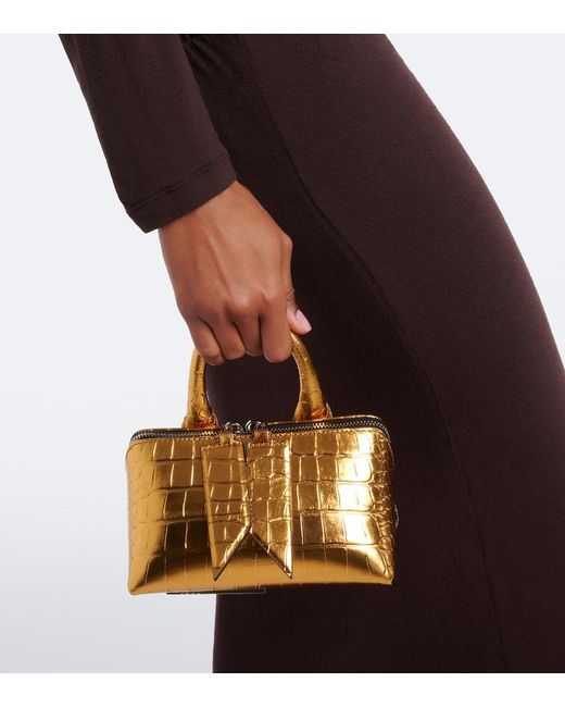The Attico Metallic Friday Mini Croc-Effect Leather Top-Handle Bag