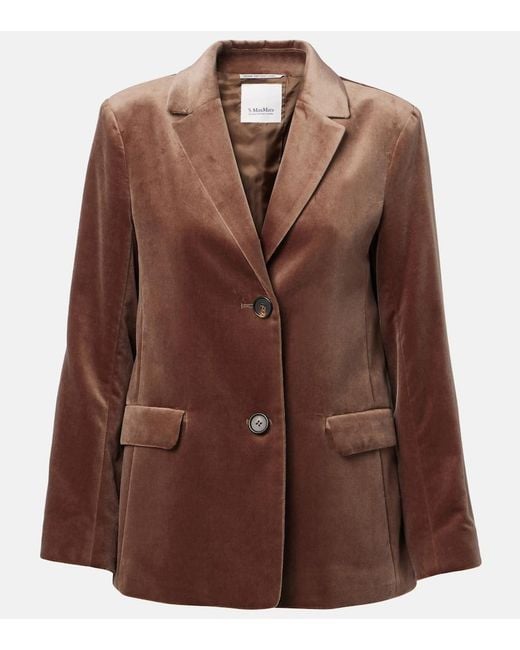 Max Mara Brown Agata Cotton Velvet Blazer