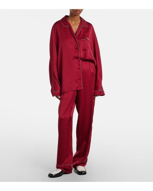 Givenchy Red Silk Satin Shirt