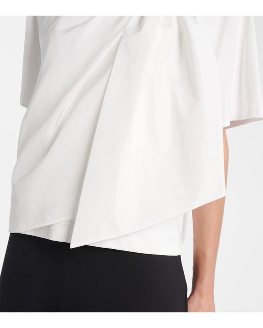 Max Mara White Colle Bow-Detail Cotton Jersey T-Shirt