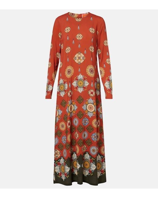 LaDoubleJ Red Bedrucktes Maxikleid Swing Aus Jersey