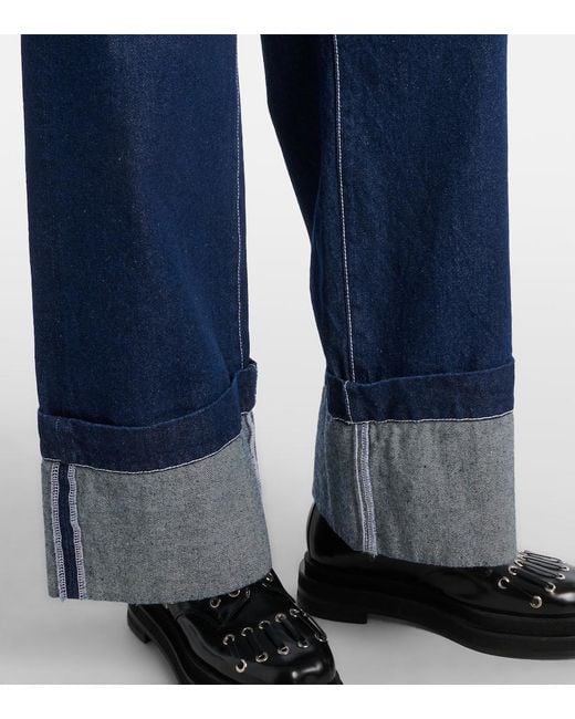 Simone Rocha Blue Straight Jeans Mit Kristallen