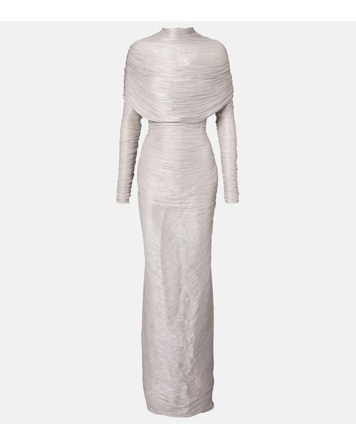 Marmar Halim Gray Ruched Gown