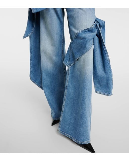 Blumarine Blue High-rise Bow-detail Straight Jeans