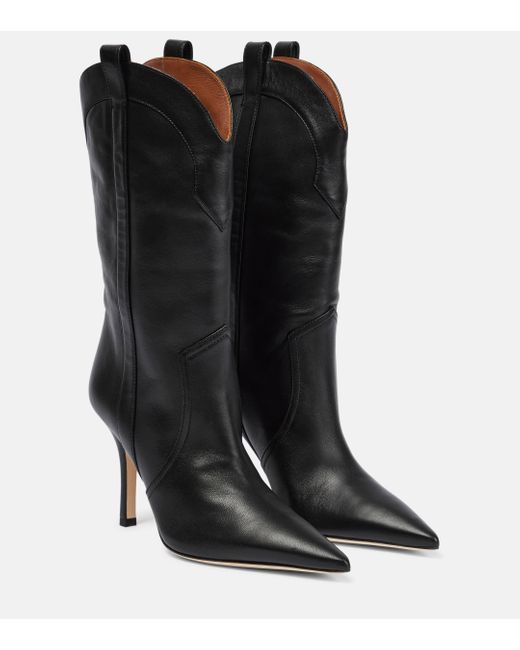Paris Texas Black Paloma Leather Cowboy Boots