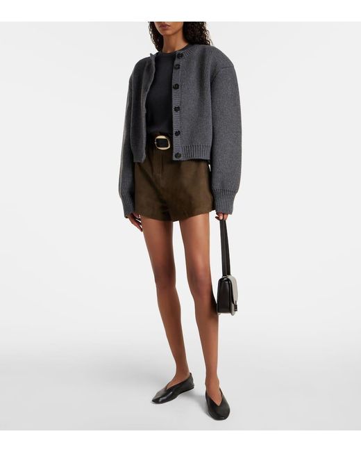 Frankie Shop Brown High-Rise Shorts Lise Aus Veloursleder