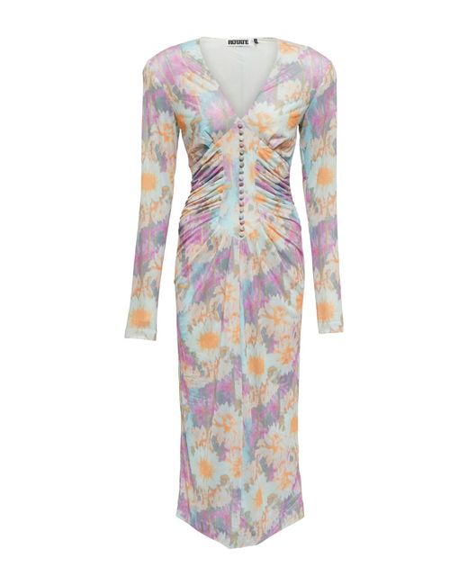 ROTATE BIRGER CHRISTENSEN Synthetic Heather Floral Ruched Midi Dress in ...