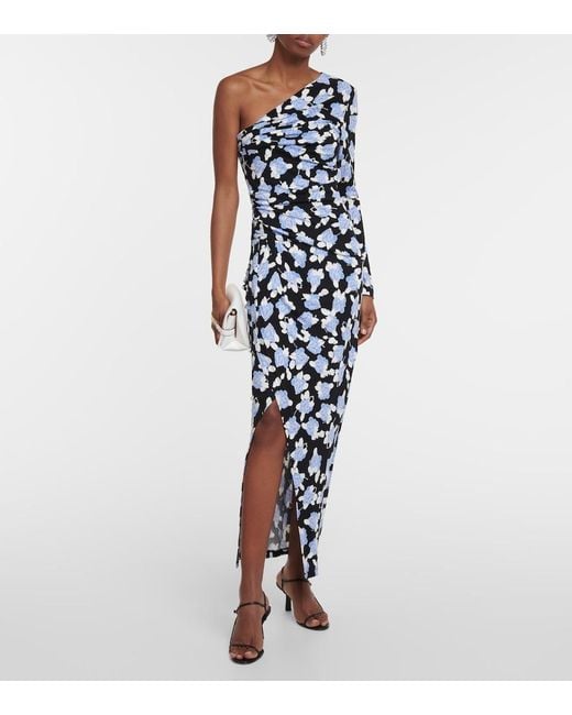 Diane von Furstenberg Blue Kitana One-Shoulder Maxi Dress