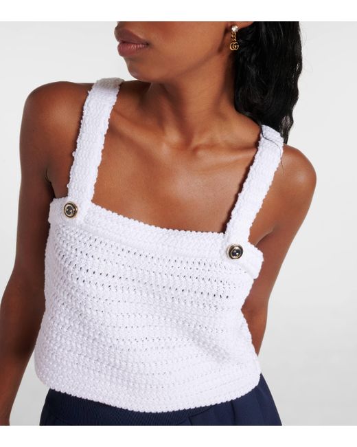 Gucci White Crochet Cotton Crop Top