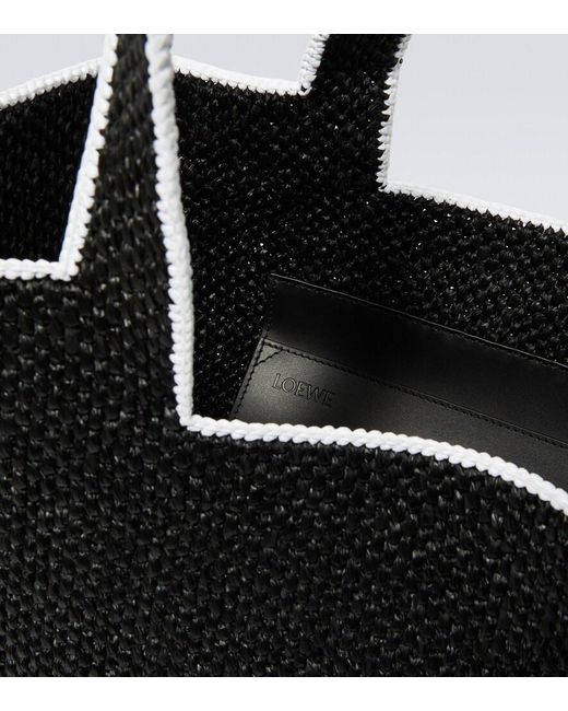 Loewe Black Logo Large Raffia Shopper for men
